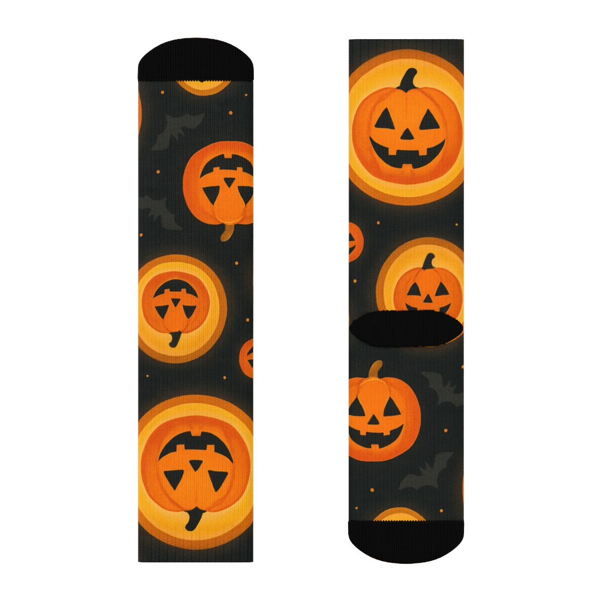 Glowing Jack O Lantern Medallion Tile On Black Background comfortable cotton crew socks