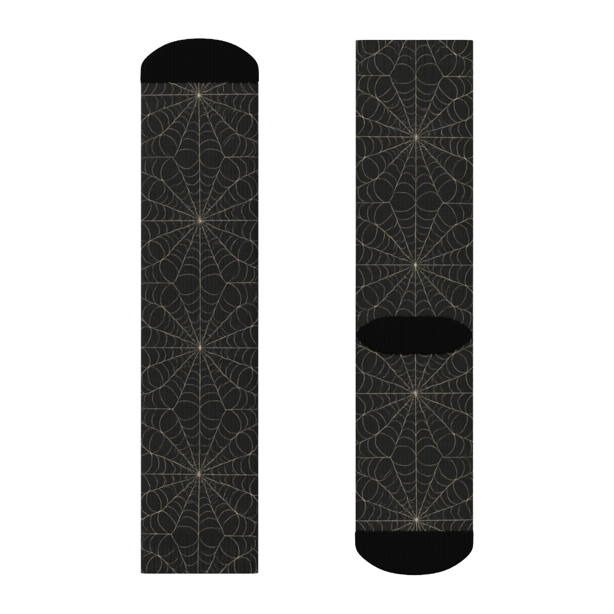 Spider Web Pumpkin Rosette Grid On Black Background trendy patterned crew socks