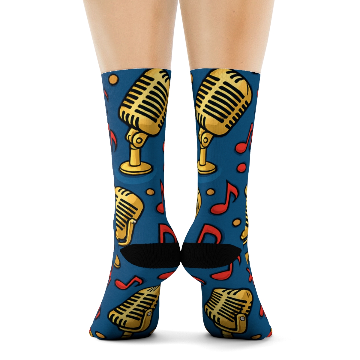 Musician-Grade Microphone Lattice On Concert Blue personalized crew socks