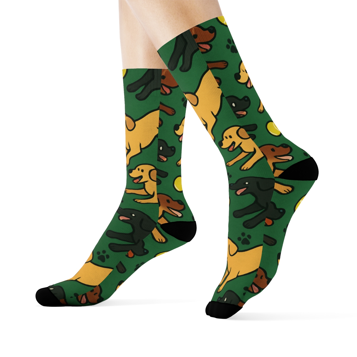 Park Ball Rhythm With Labrador Retriever Motif premium sports crew socks