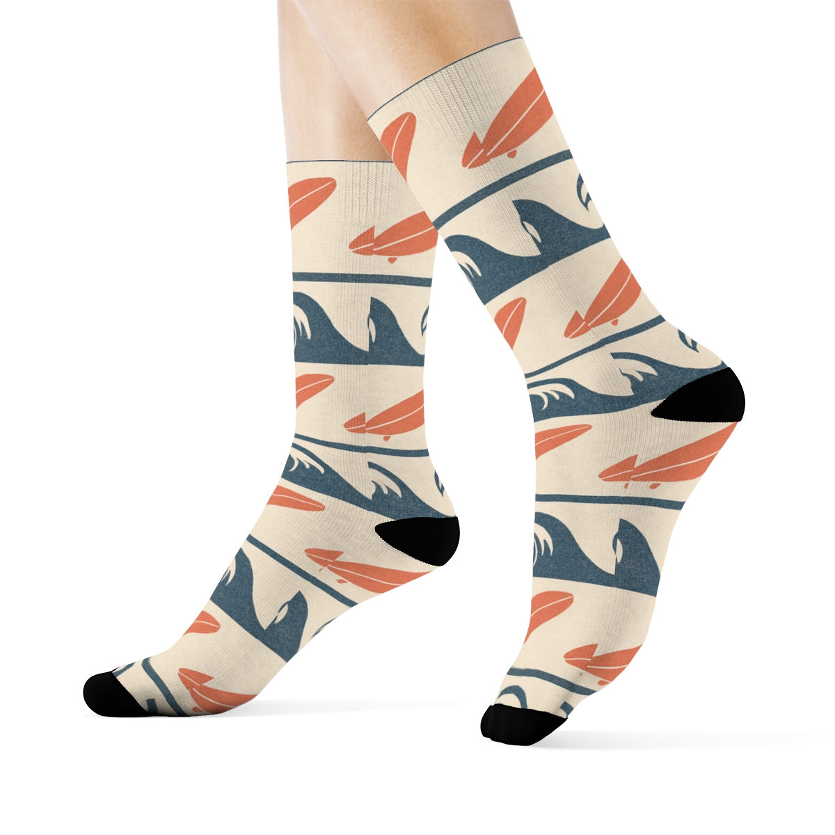Retro Surf Break Icon Stripe personalized crew socks