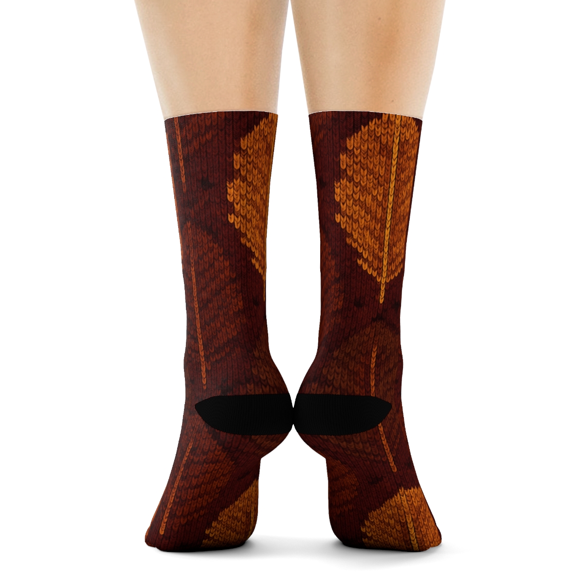 Knitted Illusion Feather Lattice Turkey-Grade Cozy Repeat trendy patterned crew socks