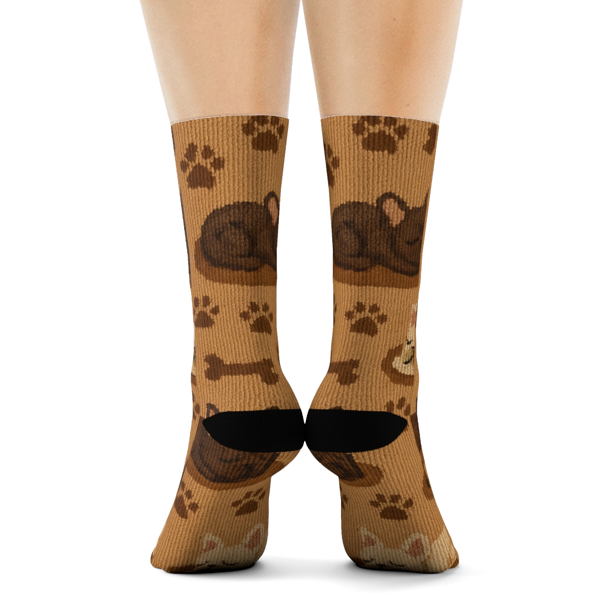 Knitted French Bulldog Cozy Blanket Tessellation designer printed crew socks