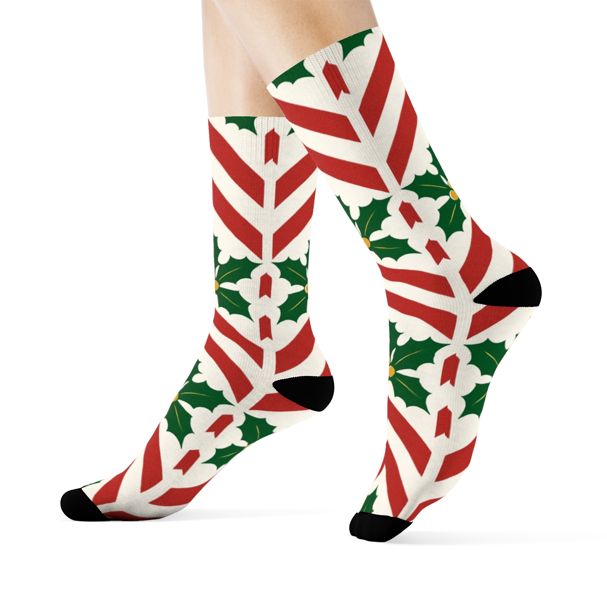 Candy Cane Chevron On White Field soft everyday crew socks