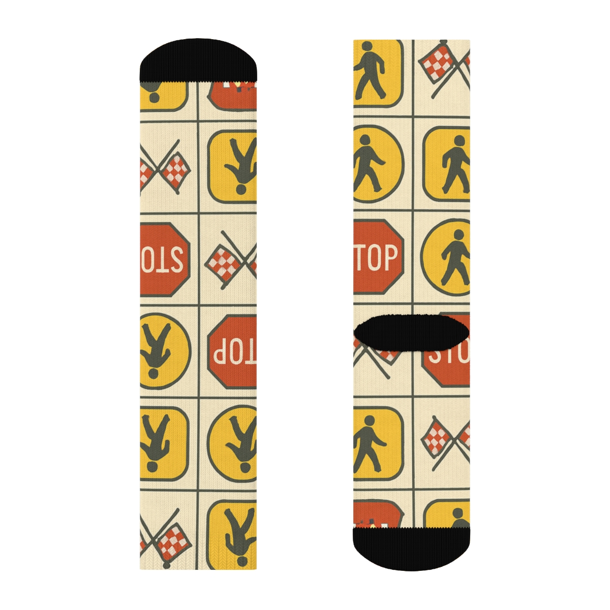 School Zone Grid With Crossing Guard Icons soft everyday crew socks