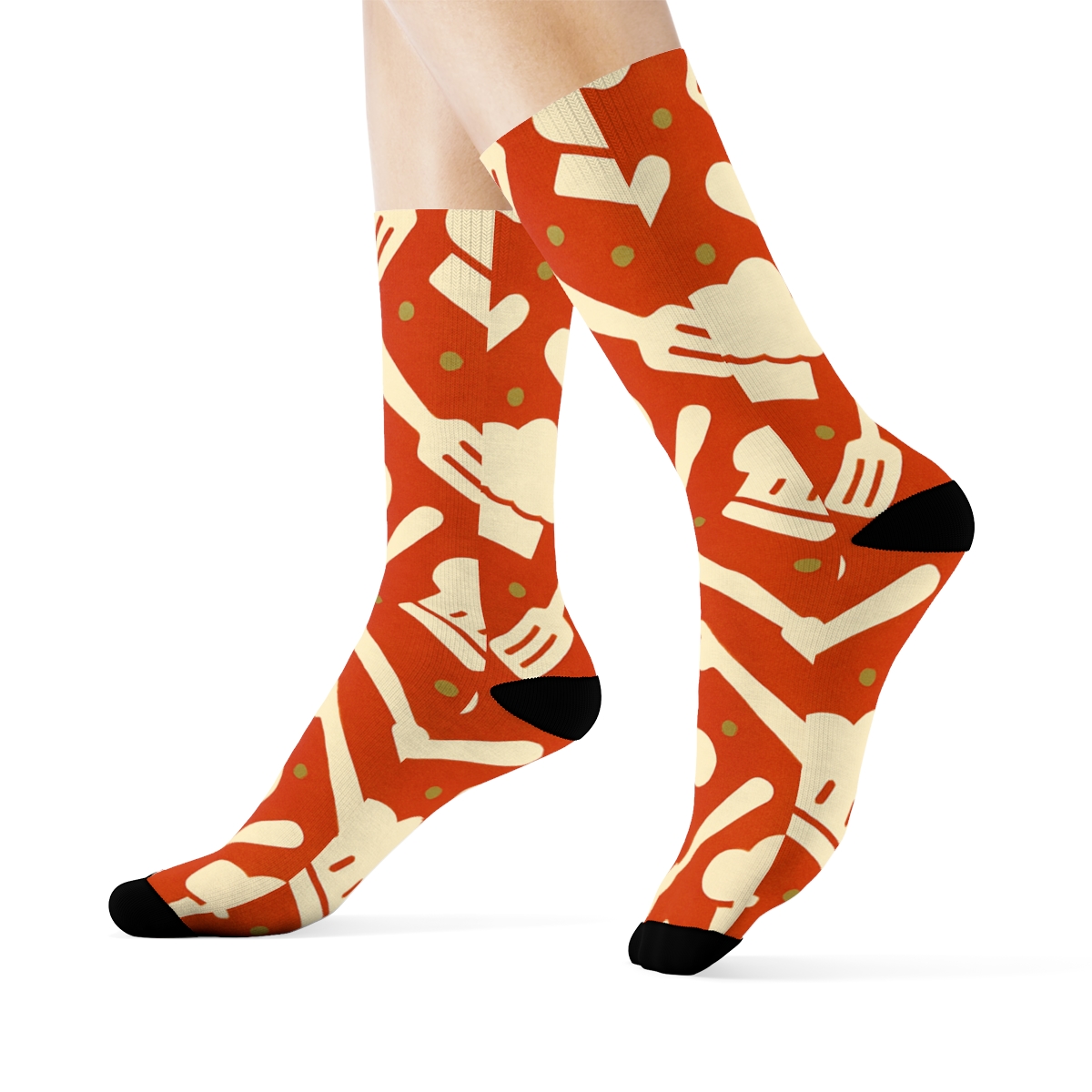 Tomato Red Cook Hat Chevron Band custom crew socks