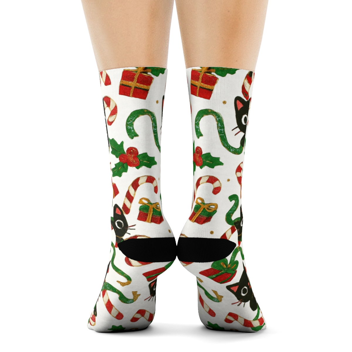 Candy Stripe Cat Chaos custom crew socks