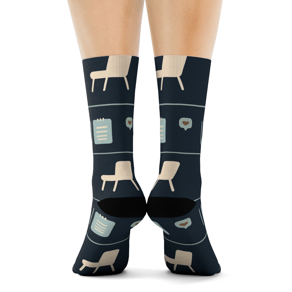 Therapy Chair Pattern With Counselor Notes unique graphic crew socks