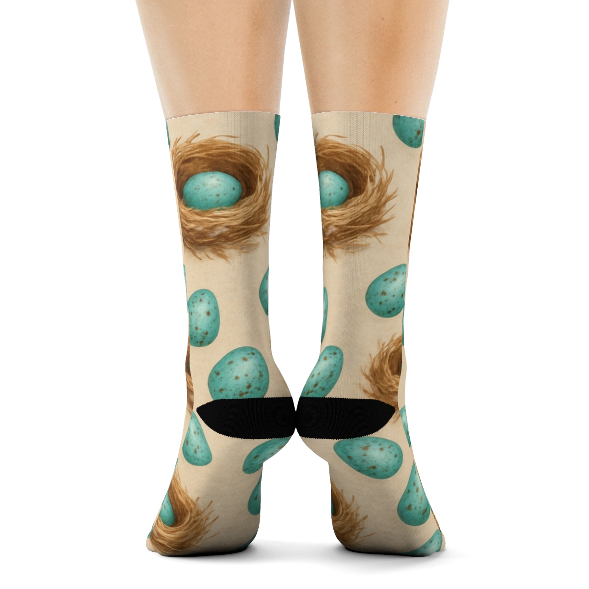 Rust Robin Egg Scatter On Warm Beige Background custom crew socks