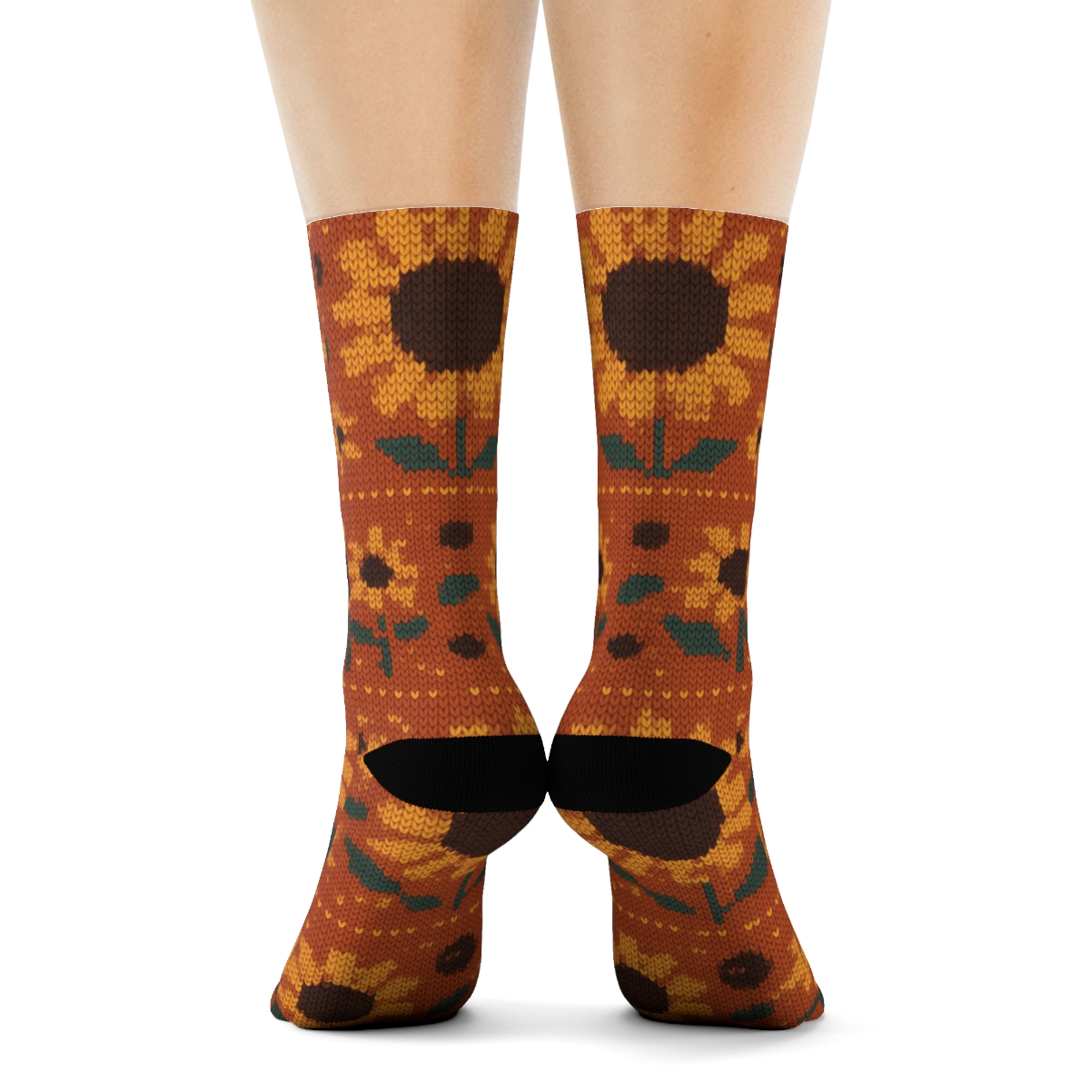Galactic Sunflower Bands On Warm Terra Field premium sports crew socks