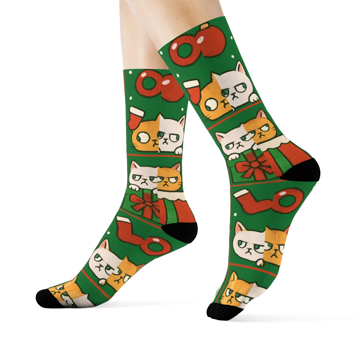 Merry Mischief Cat Mosaic personalized crew socks