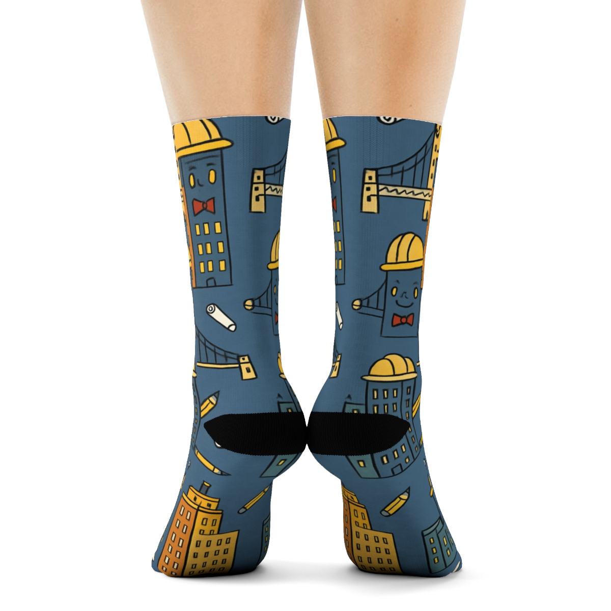 Architect Skyline Parade Pattern designer printed crew socks