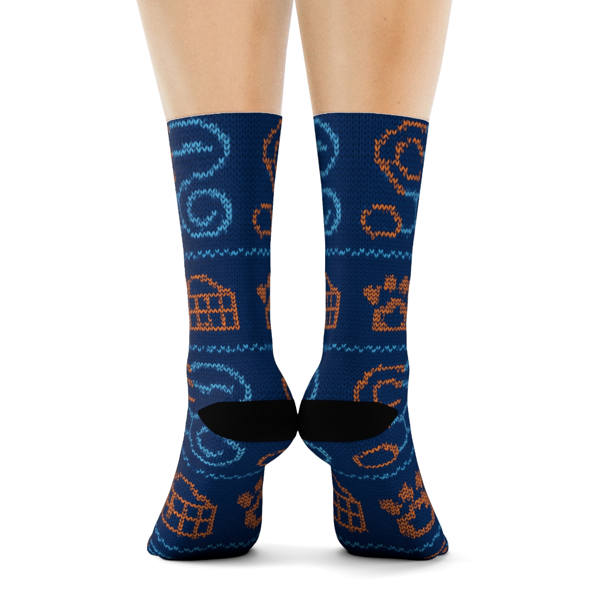 Animal Control Officer Knit Illusion Paw And Leash Fair Isle stylish athletic crew socksAnimal control officer Knit Illusion Paw and Leash Fair Isle Crew Socks - Image 4