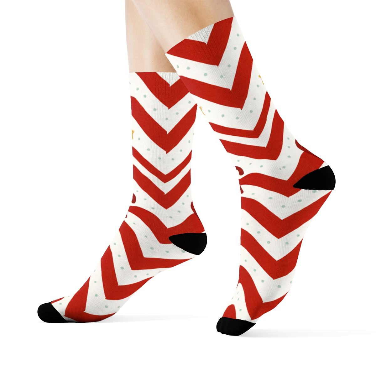 Candy Canes Chevron Candy Stripe Wave stylish athletic crew socks