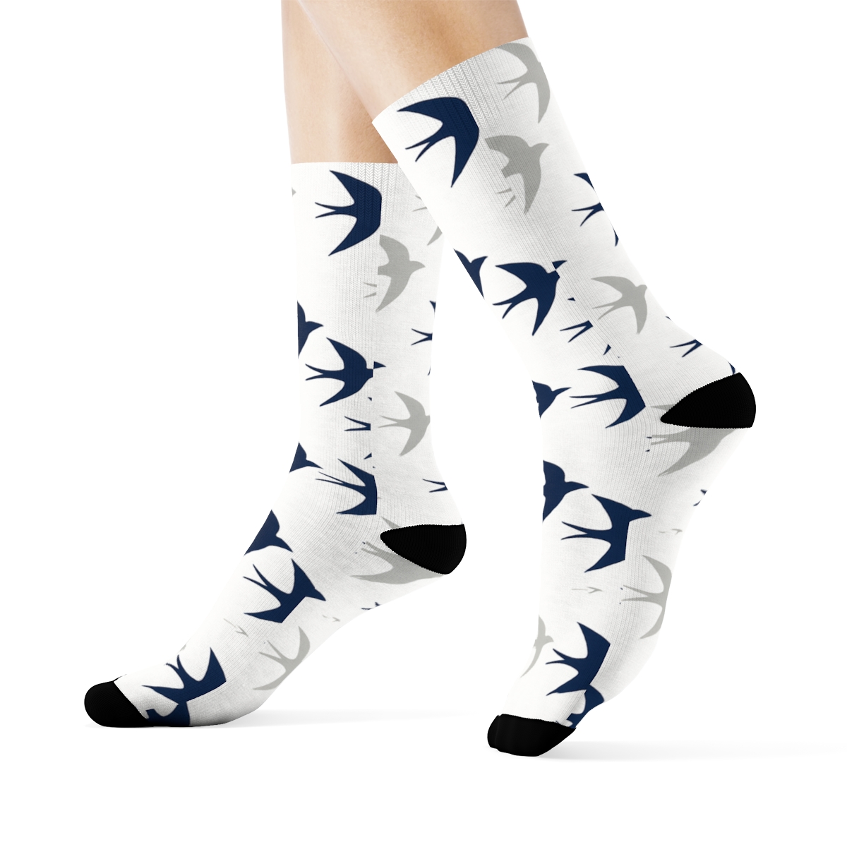 Swallow Flight Arrow Array On White unique graphic crew socks