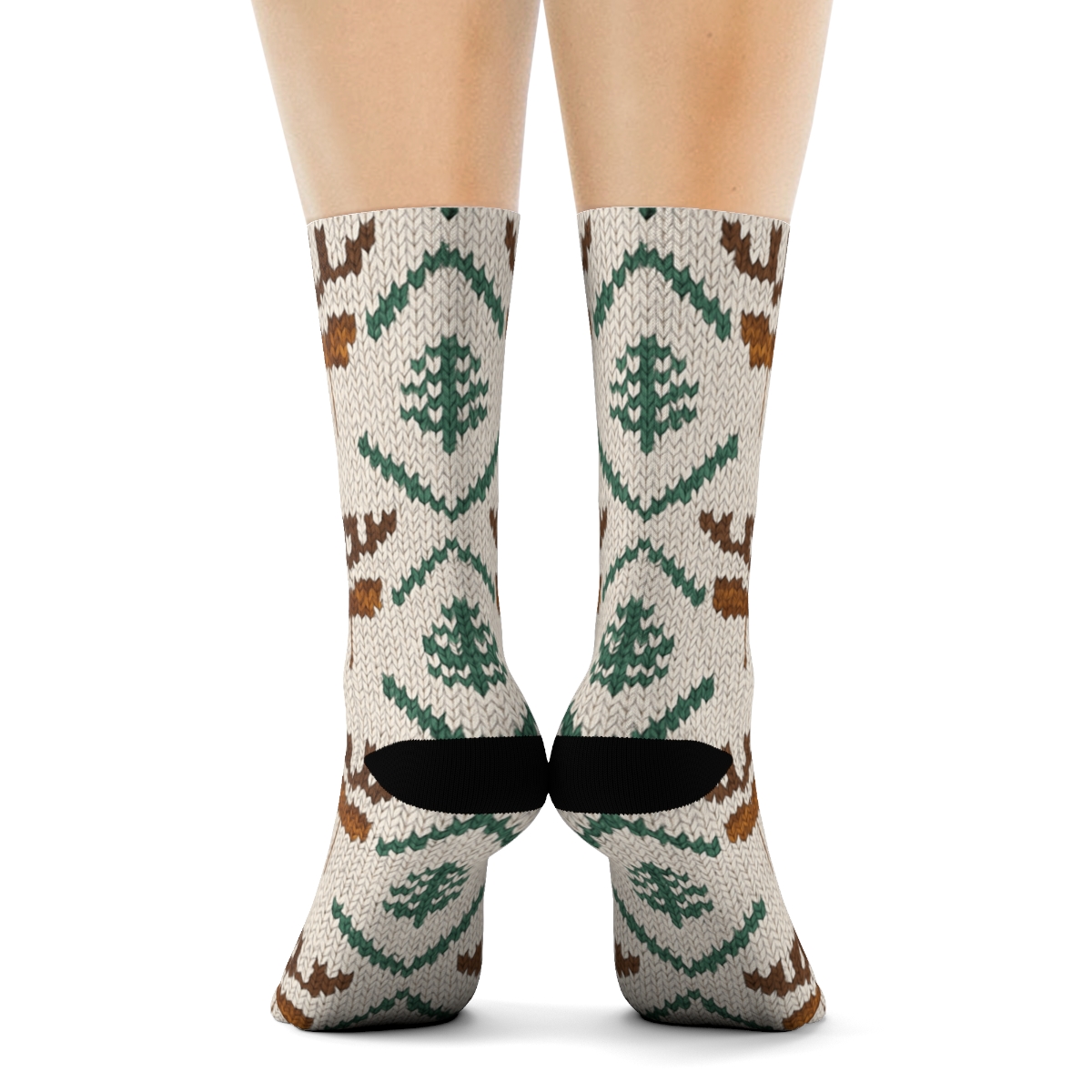 Nordic Knit Rudolph Antler Lattice soft everyday crew socks