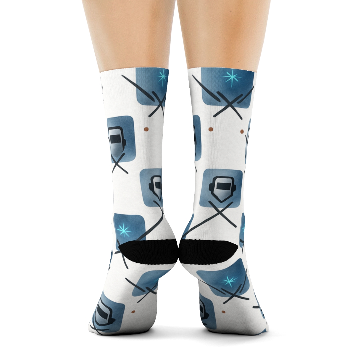 Nebula Grid With Welder Masks Array designer printed crew socks