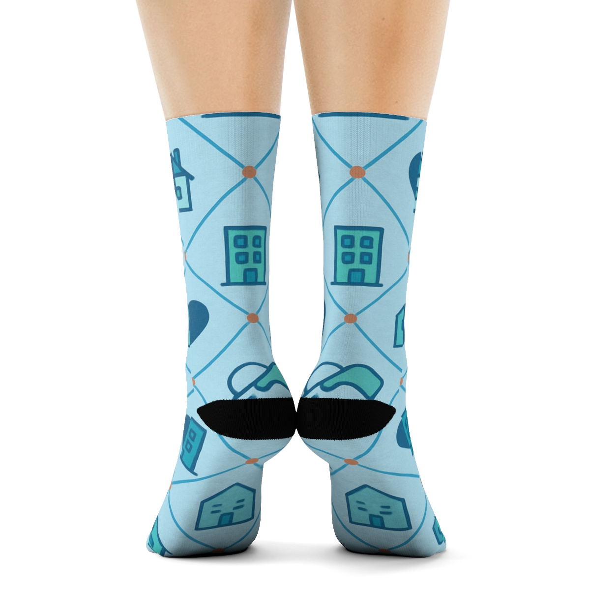 Community Link Lattice For The Social Worker trendy patterned crew socks