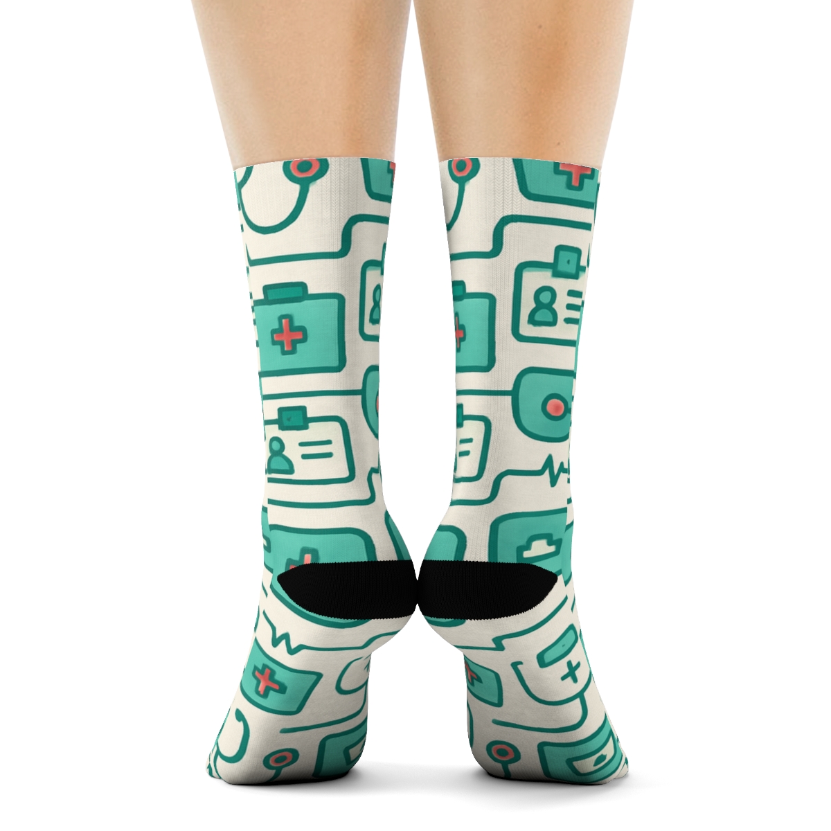 Mint Clinical Lattice, Nurse Grade Pattern trendy patterned crew socks