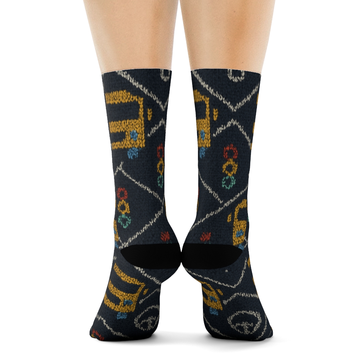 Bus Driver Knit Illusion Road Sign Lattice stylish athletic crew socks