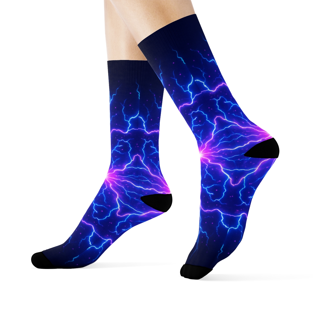 Neon Radial Bolt Burst personalized crew socks