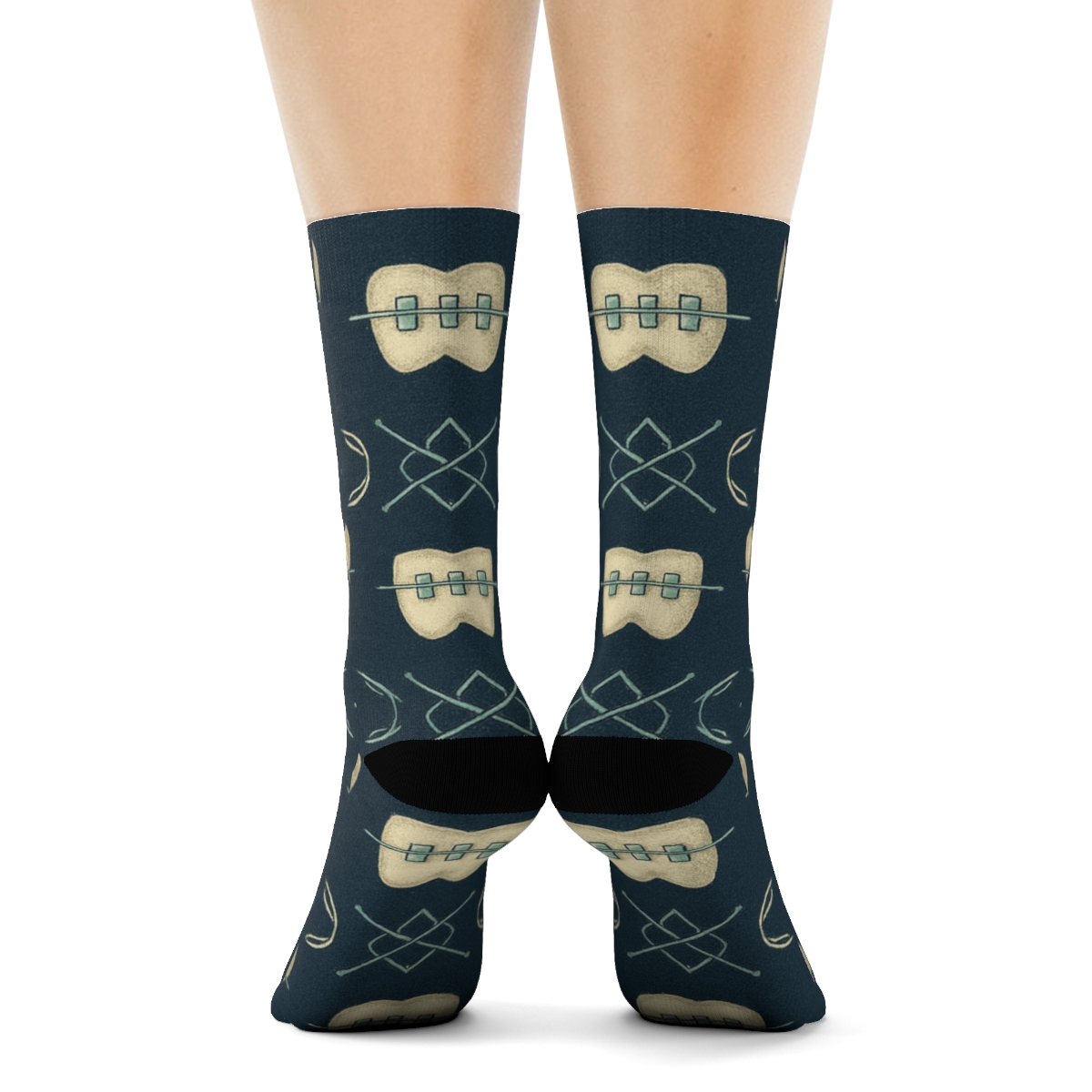 Tooth Silhouette Lattice With Dentist Study Accents personalized crew socks