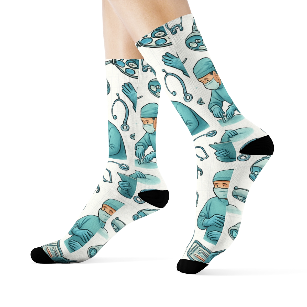 Operating Room Collage With Surgeon Scatter soft everyday crew socks