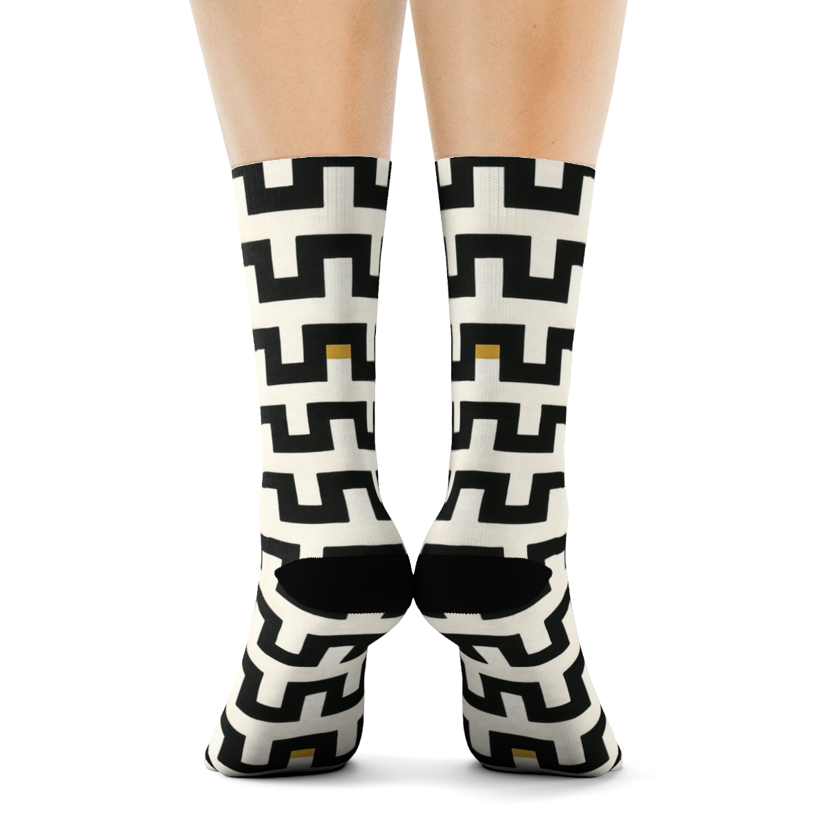 Fine Zig Step Bands comfortable cotton crew socks