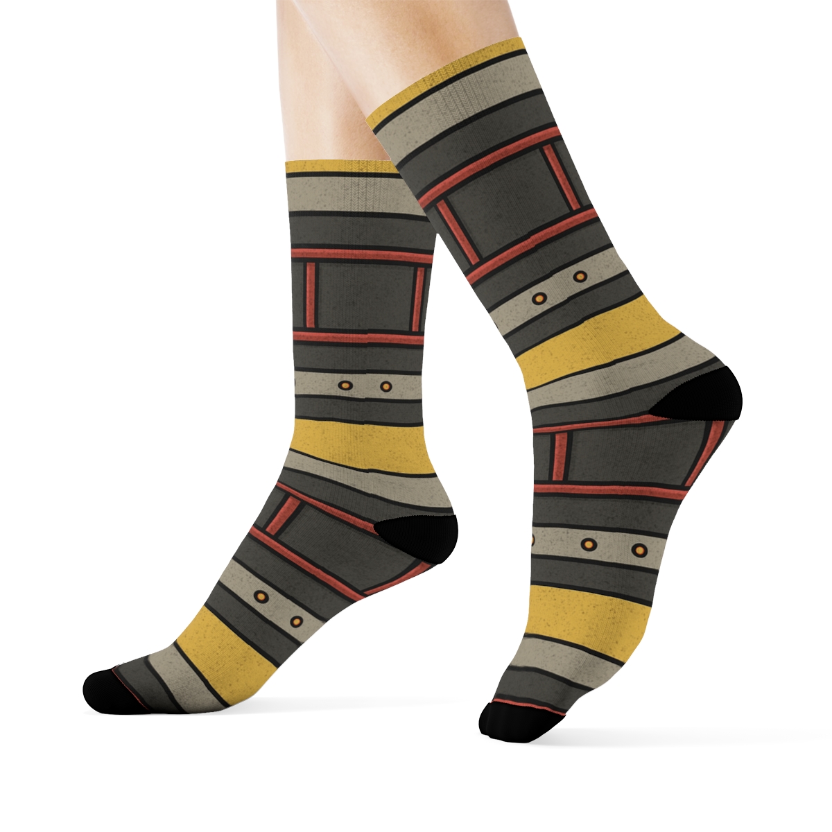 Ladder Stripe Bands In Fire Fighter Service Study premium sports crew socks