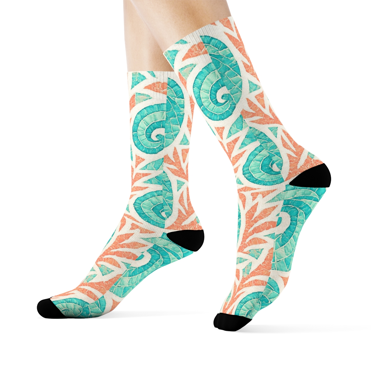 Sunlit Reef Swell Mosaic personalized crew socks