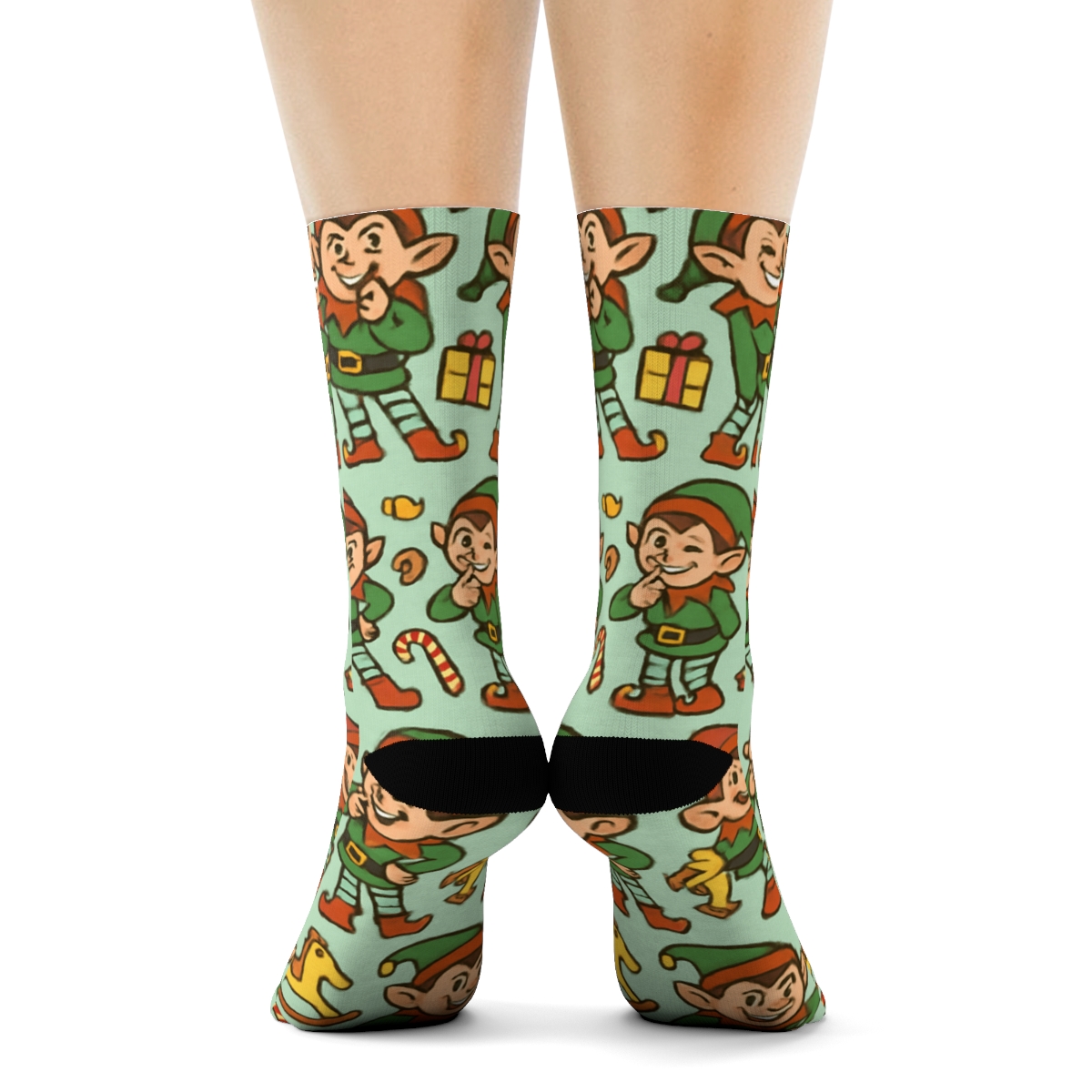 Xmas Little Elf Rows stylish athletic crew socks