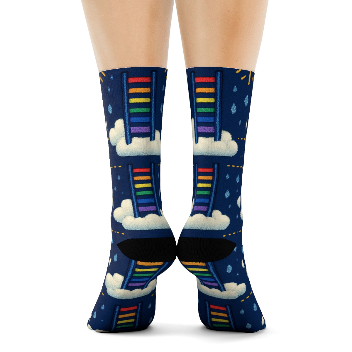 Prismatic Cloud Ladder Bands custom crew socks