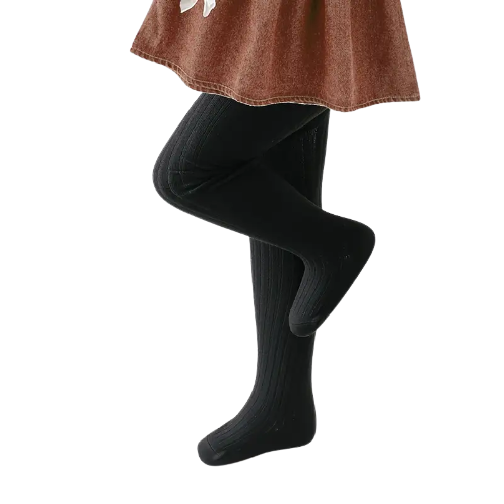 Spring Solid Ribbed Knit Tights For Girls
