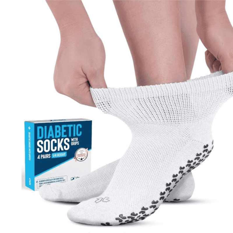 4-Pack Gripper Diabetic Socks - Secure and Comfortable Fit