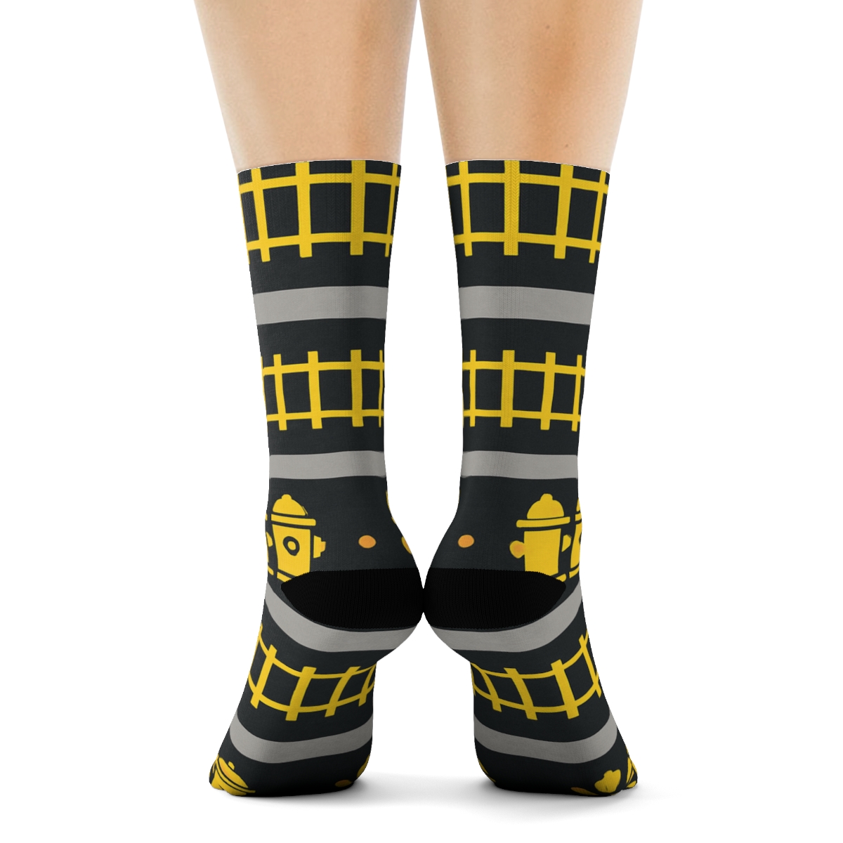 Ladder Stripe Bands With Fire Fighter Icons comfortable cotton crew socks