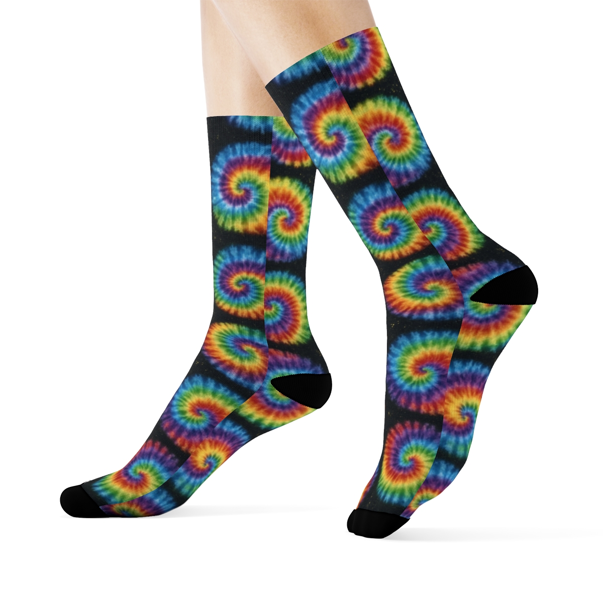 Spiral Whorl Grid On Black Background personalized crew socks