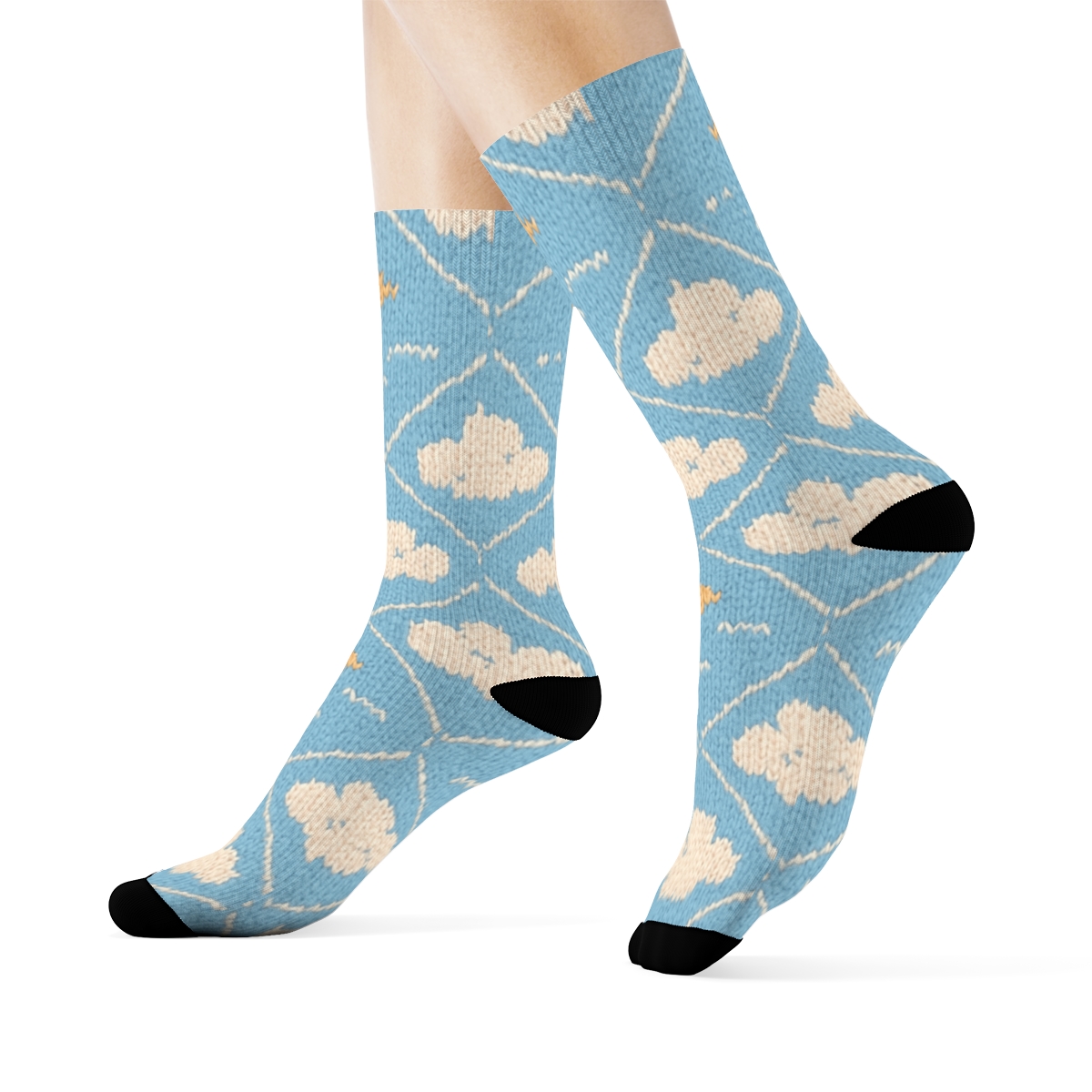 Clouds-Woven Cirrus Knit Illusion comfortable cotton crew socks