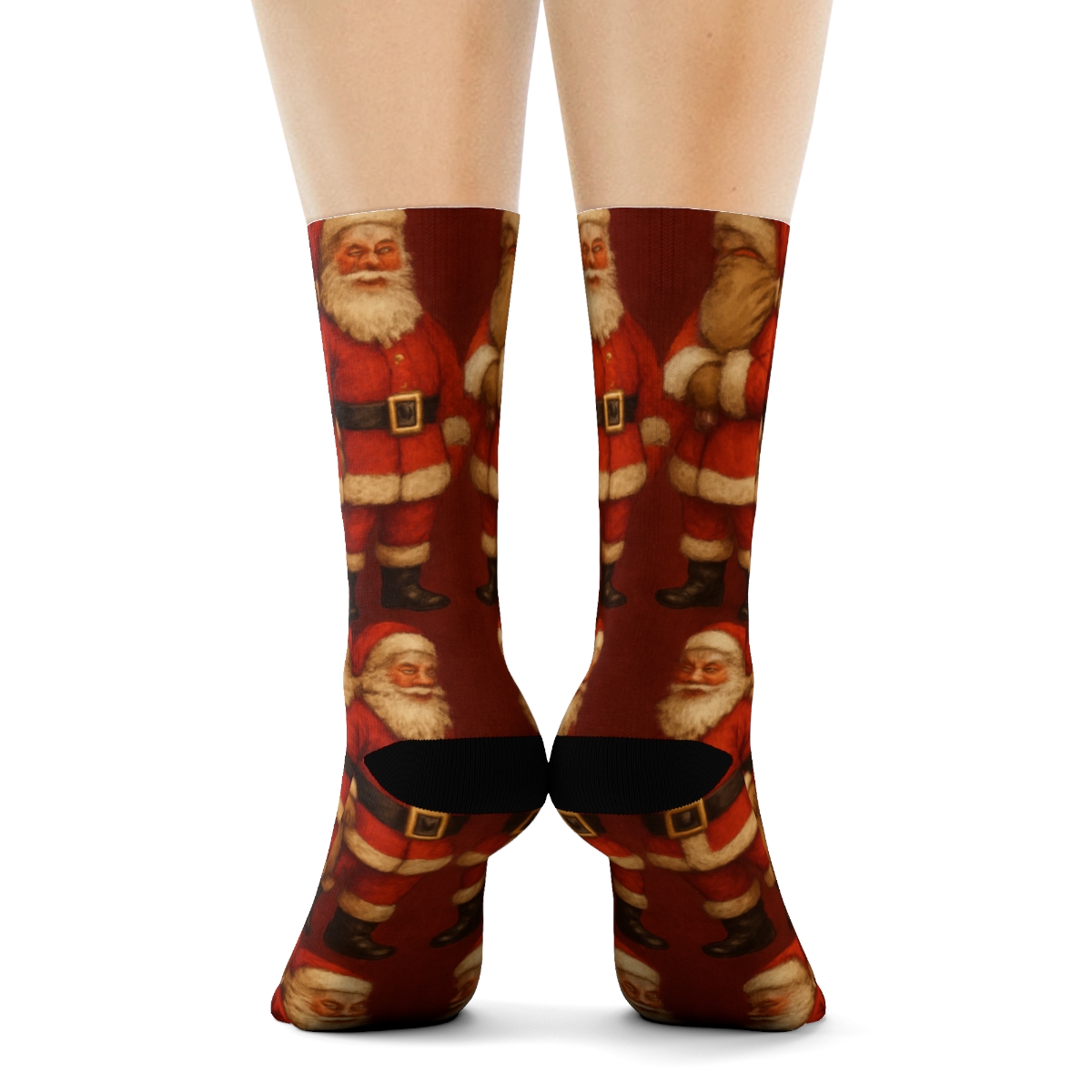 Santa Vintage Tessellation Pattern stylish athletic crew socks