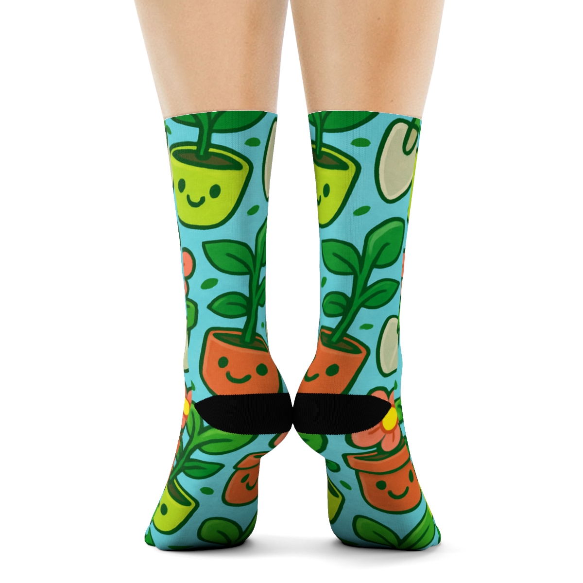 Flower Pot Parade With Gardener Charm unique graphic crew socks