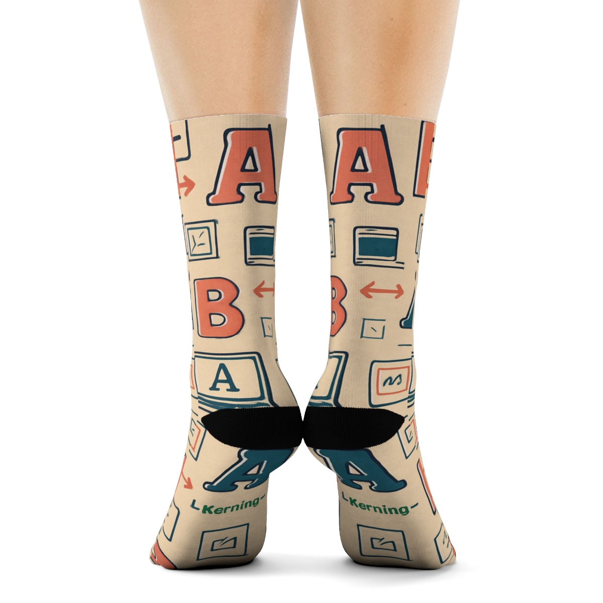 Typography Grid With Graphic Designer Doodles stylish athletic crew socks