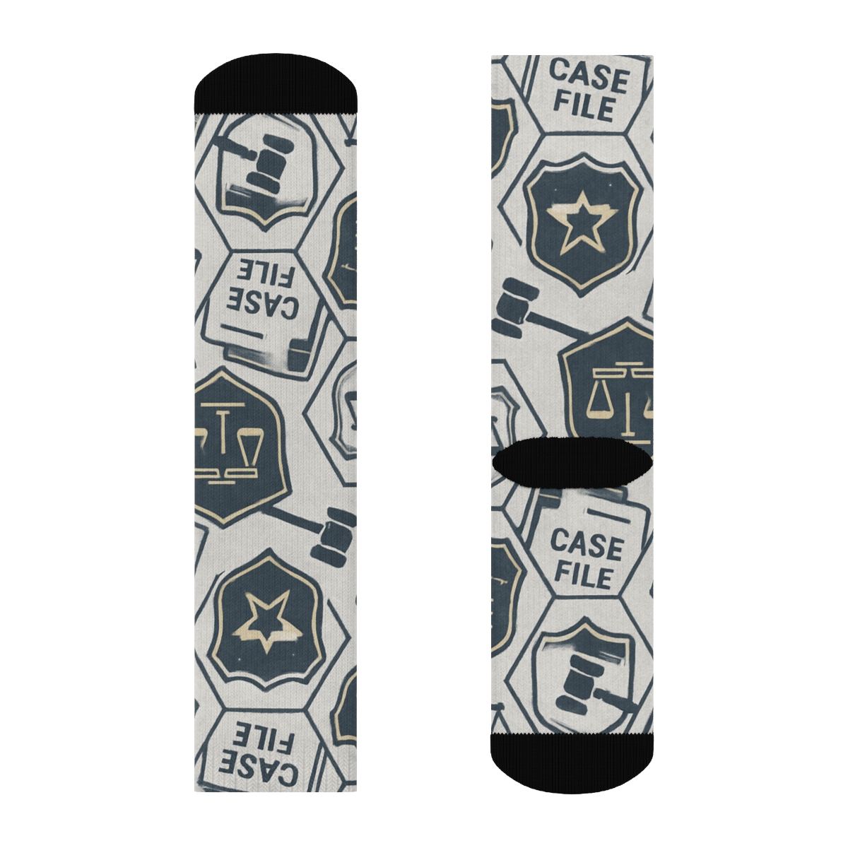 Probation Officer Badge And Case File Tessellation comfortable cotton crew socks