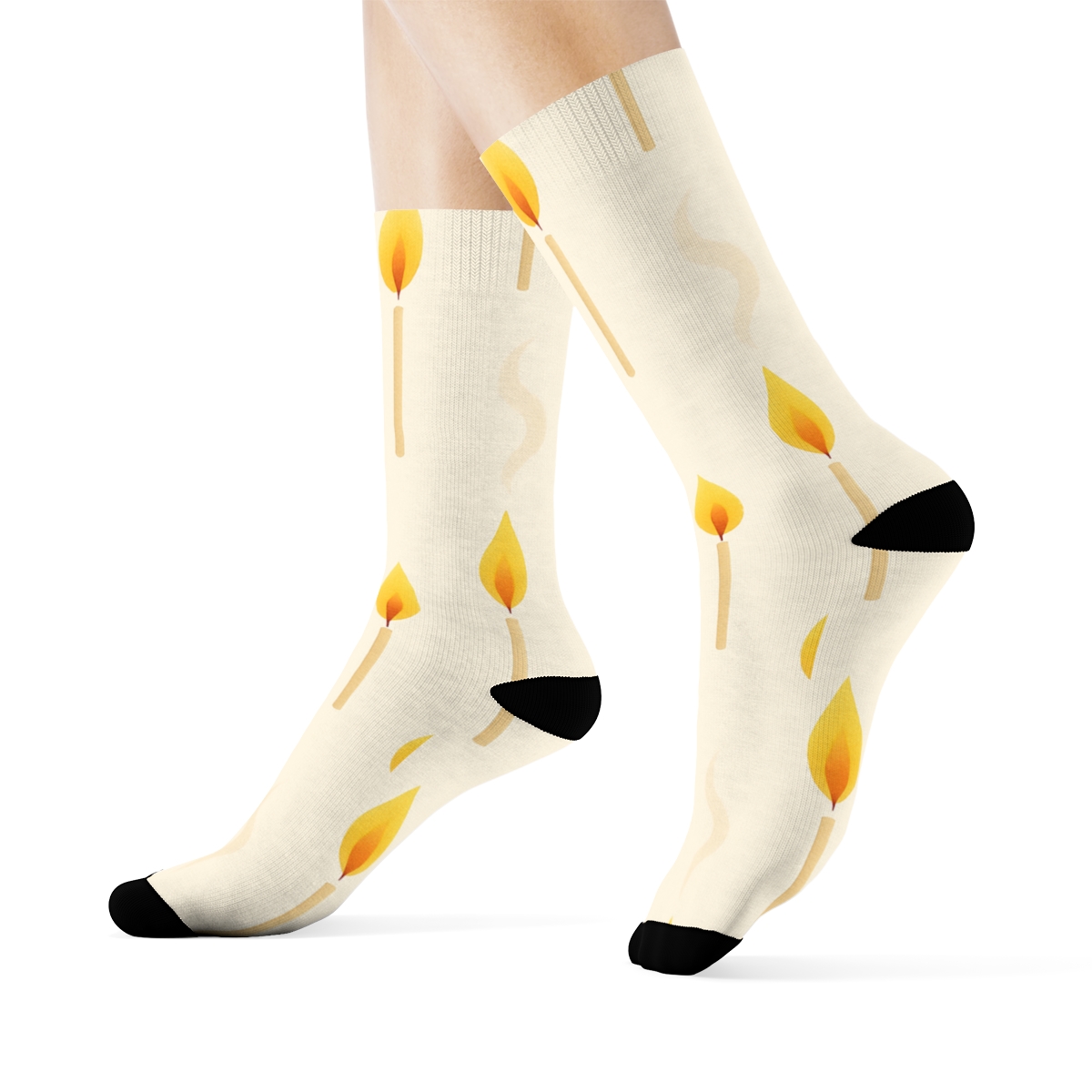 Candle Flame Drift On Ivory Glow comfortable cotton crew socks