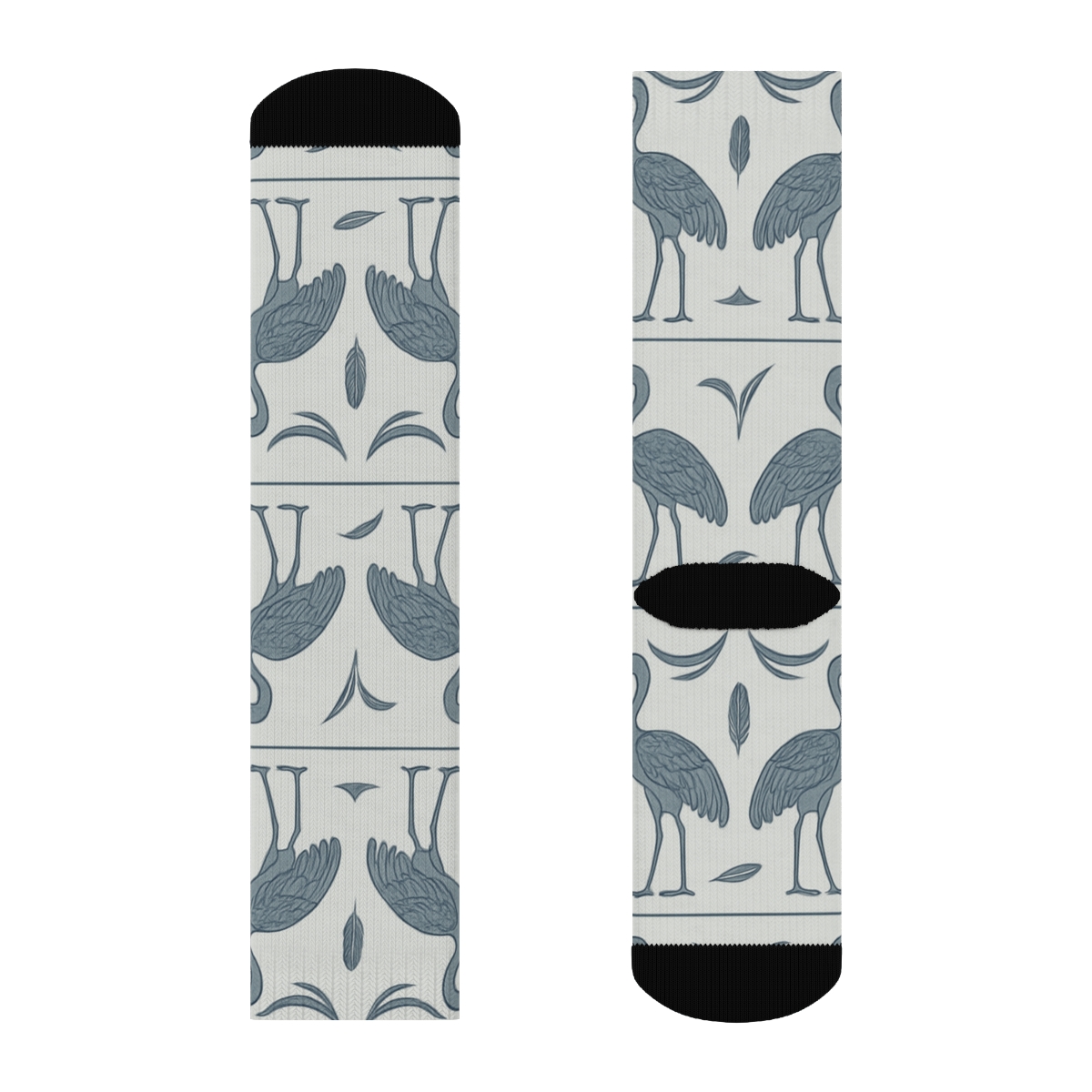 Cranes And Wing Arcs Border Bands On Light Gray Background personalized crew socks