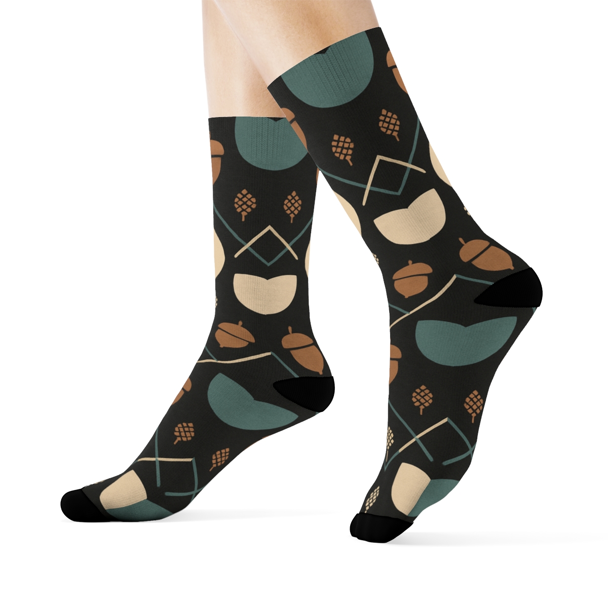 Acorn Lattice On Charcoal Background stylish athletic crew socks