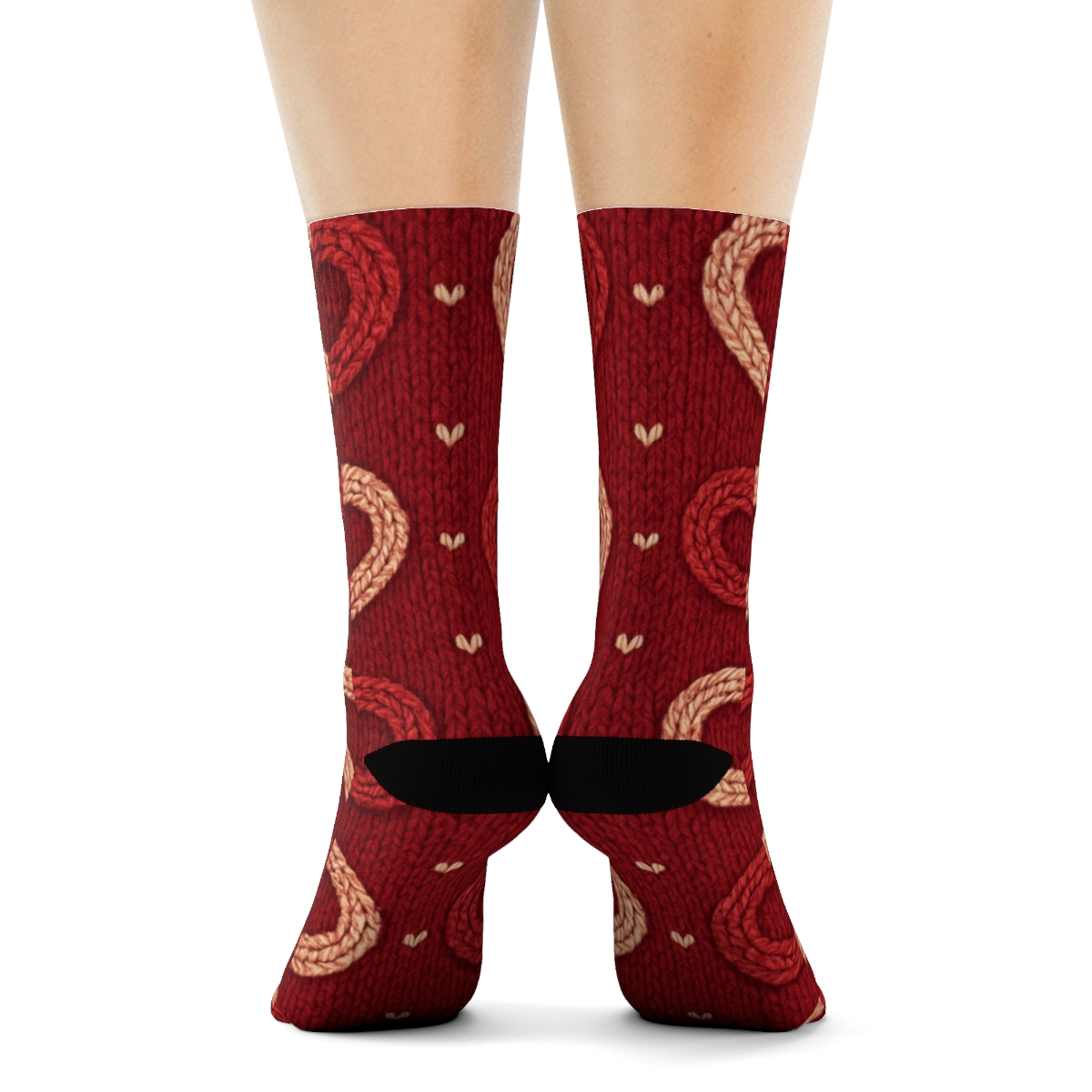 Knitted Valentine S Infinity Heart Cable Lattice premium sports crew socks
