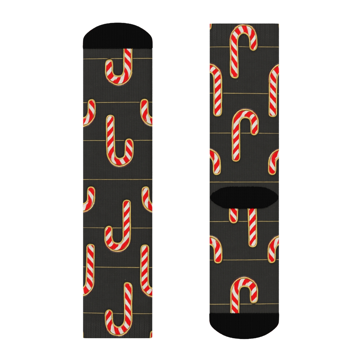 Elegant Holiday Chic Grid, Candy Canes As Gold Foil Outlines unique graphic crew socks