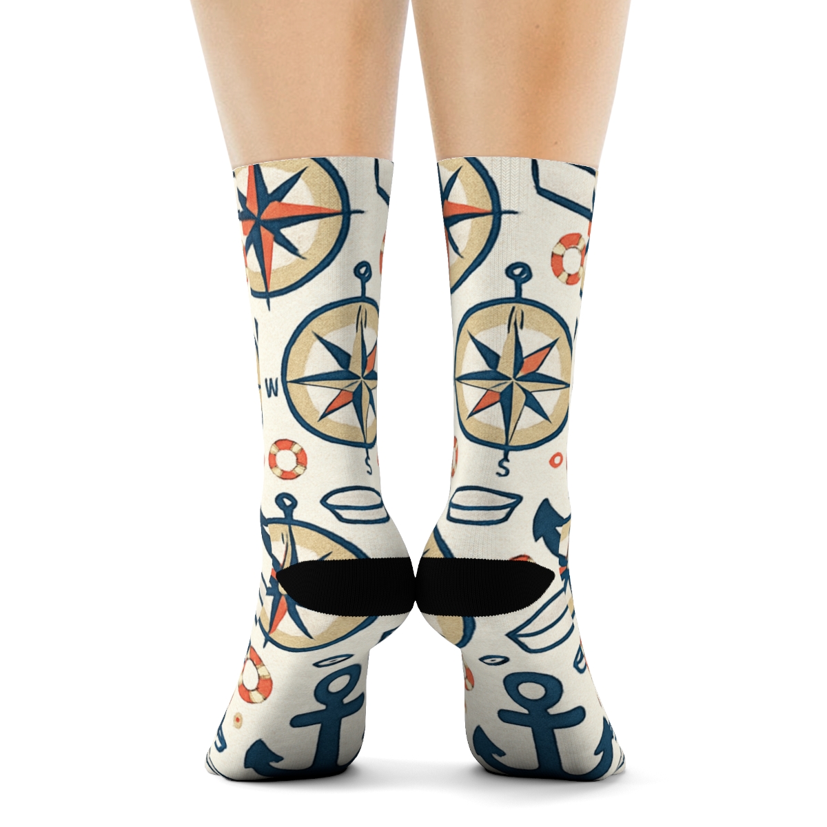 Compass And Anchor Sailor Tessellation custom crew socks