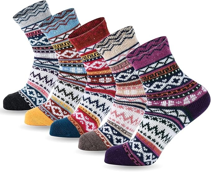 5 Pairs Of Soft Thick Wool Crew Socks5 Pairs Of Soft Thick Wool Crew Socks - Image 3