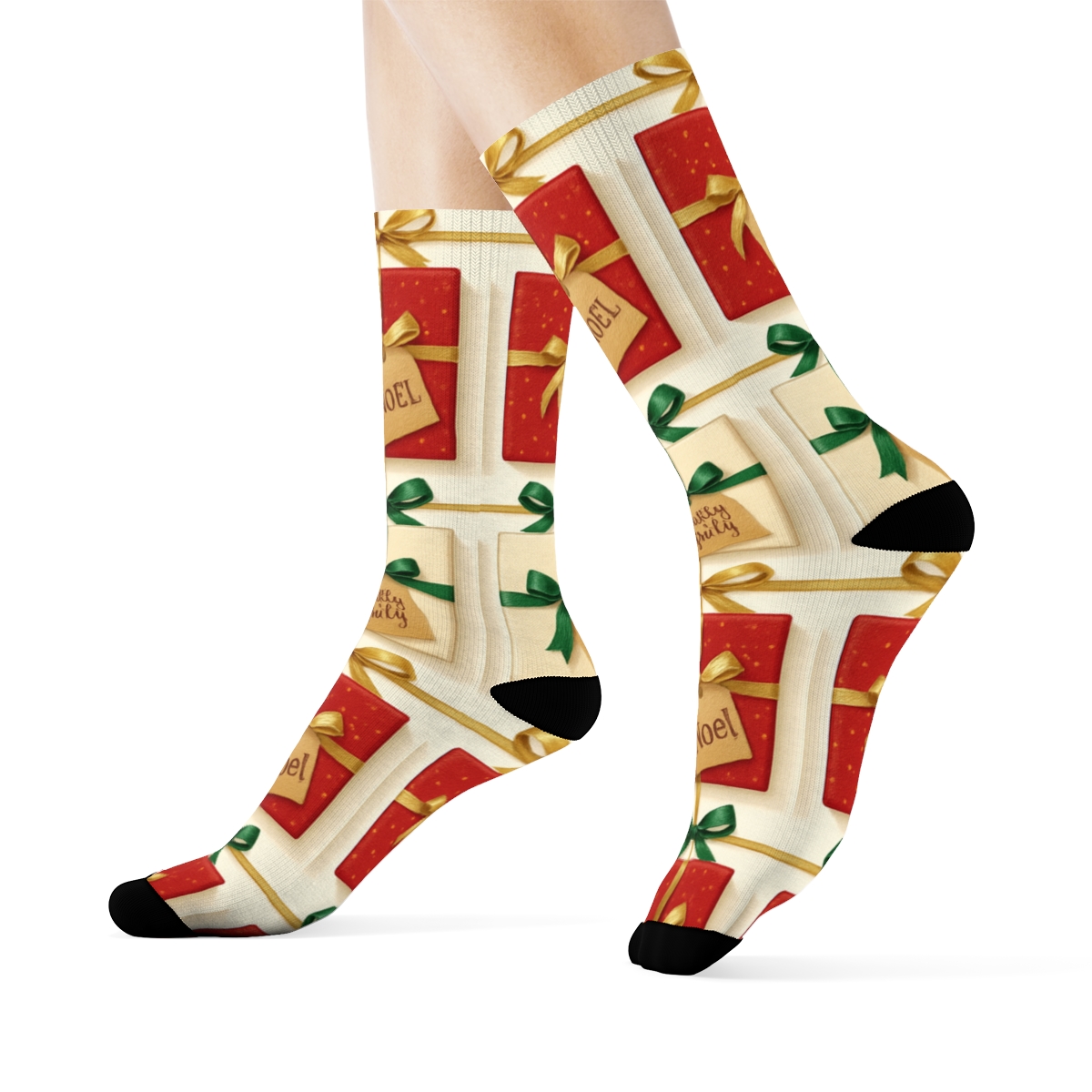 Wrapped Gift Tile Holiday Grid custom crew socks