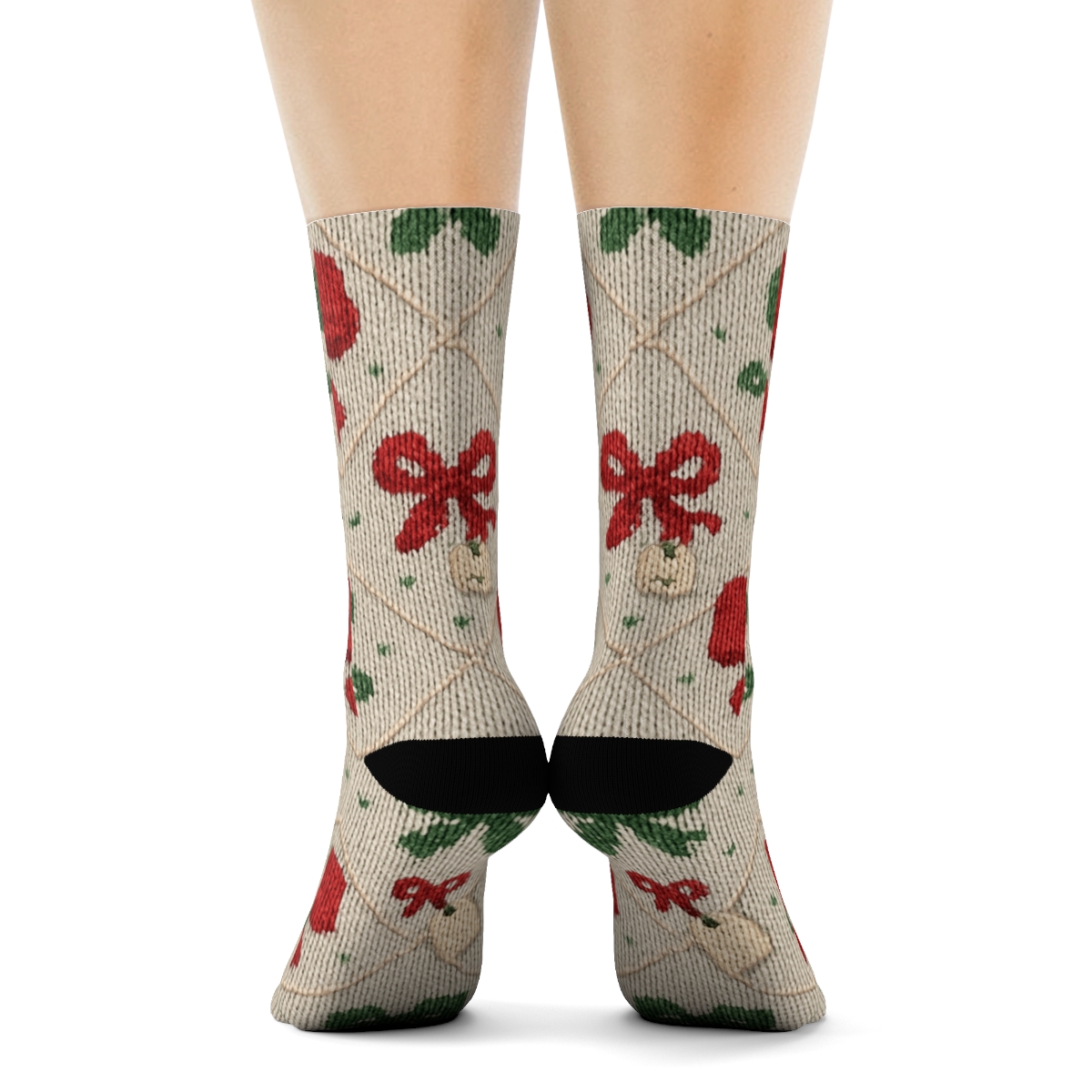 Knit Illusion Presents Bow Lattice unique graphic crew socks